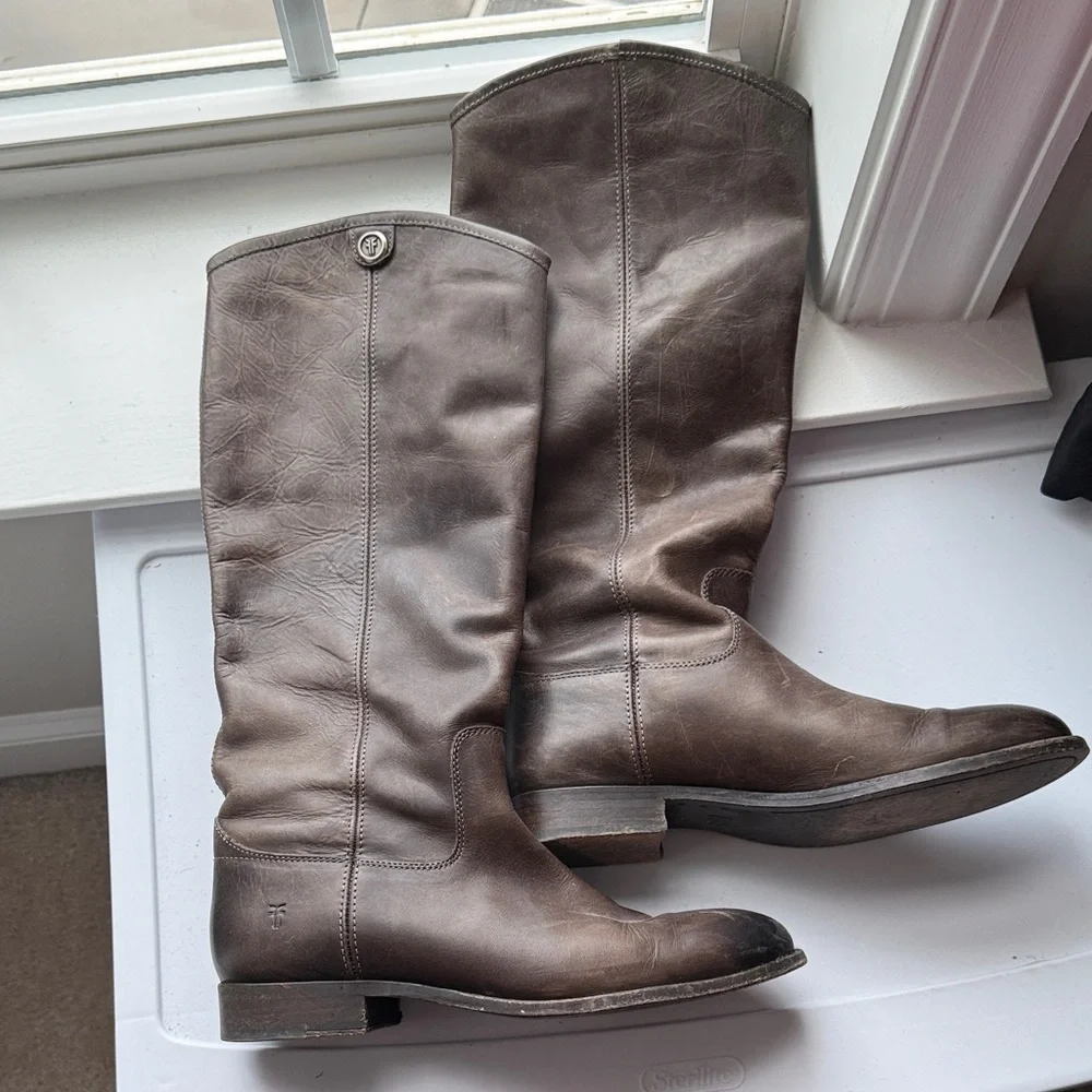 Frye Brown Leather Riding Boots - Picture 2 of 6
